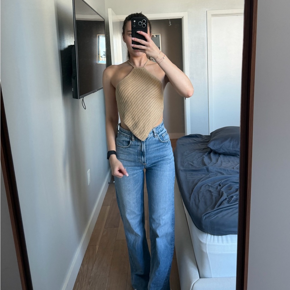 Cream knitted halterneck top  SMALL